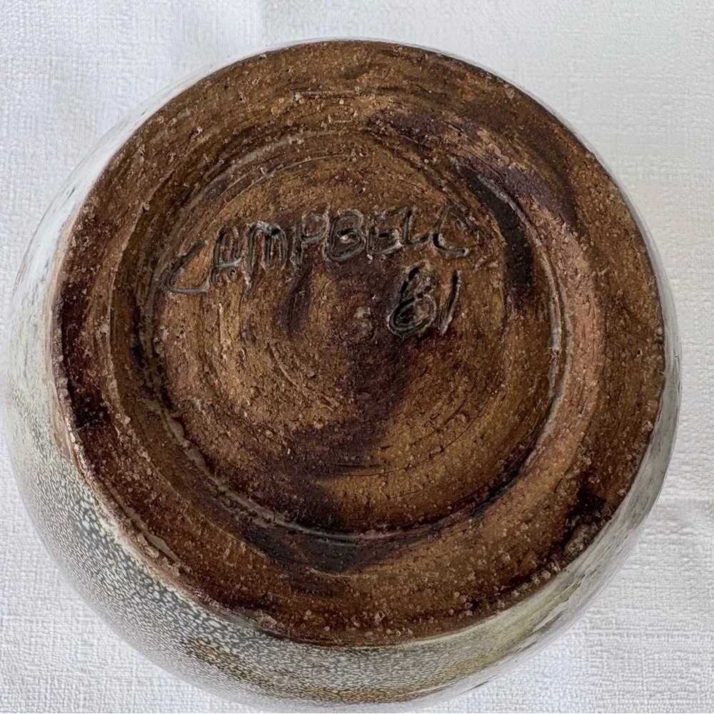 Signed 1981 Campbell Studio Pottery Lidded Jar Drip Glaze Stoneware Canister - Picture 10 of 12